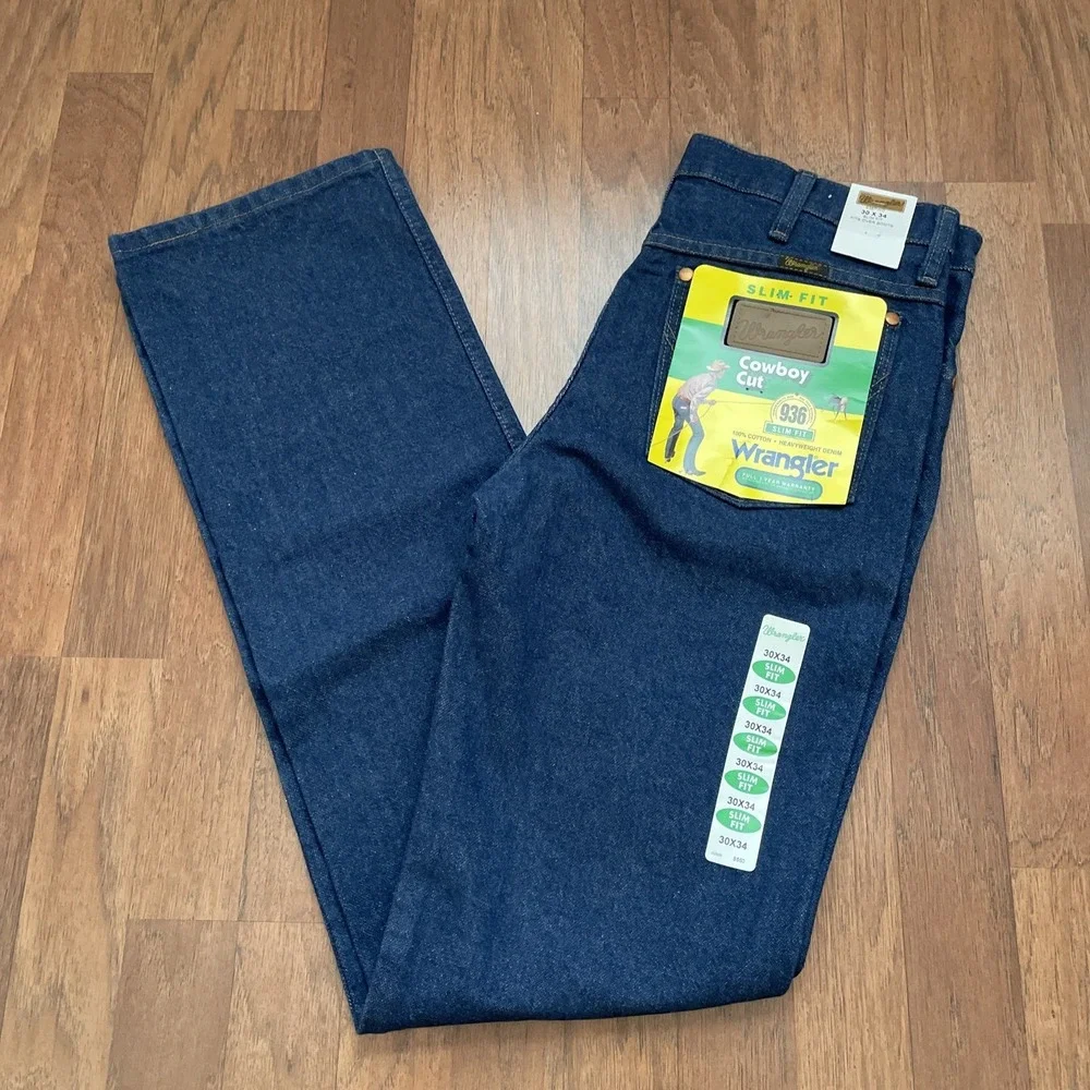 Wrangler Men's Cowboy Cut Slim Fit Indigo Jeans 936PWD 30x34  NWT